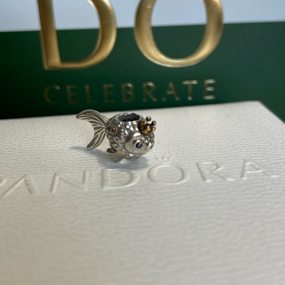 Pandora Silver And 14K Russian Fairytale Fish Charm - Picture 2 of 9